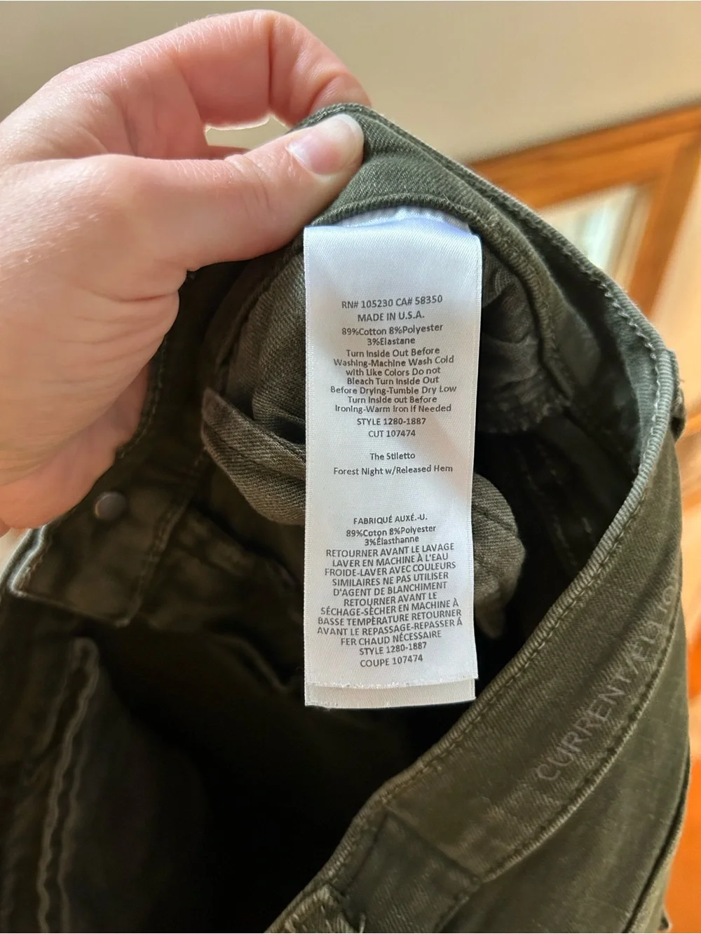 Current/Elliott Olive-Green Skinny Jeans